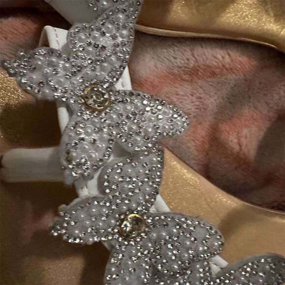 Girl's White Butterfly Rhinestone Slingback Sandals Size 3 Spring/Summer Casual - Picture 4 of 4